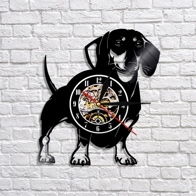 Vinyl Record Dog Clock