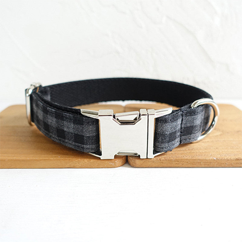 Gray Check Collar and Leash